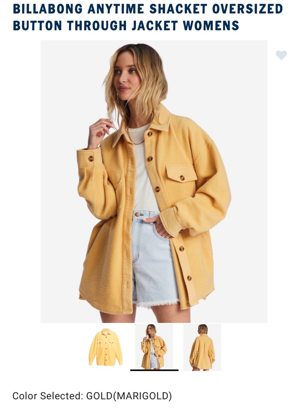 Anytime Shacket in Marigold